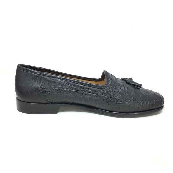 NEW Zelli Loafers Shoes Size 12 Black Full Ostrich main image 4